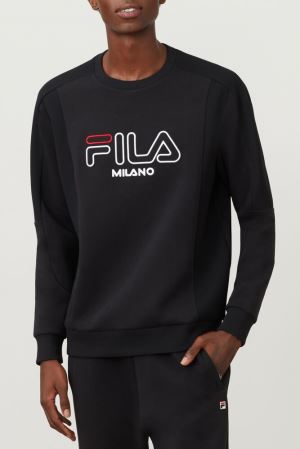 FILA Milano Neoprene Sweatshirts Black,Mens Clothing | CA.QKTUVL092